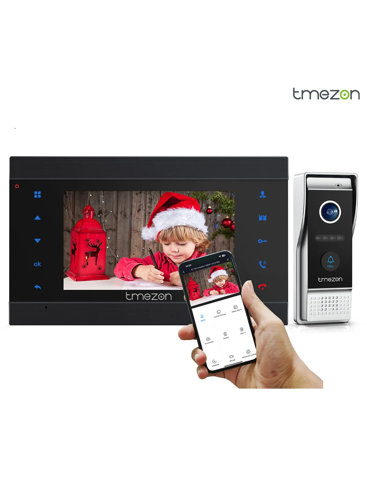 Draadloos wifi-videodeurbelsysteem, 1080P deurtelefoon deurcamera, 7 inch touchscreen, video-intercom voor huisbeveiliging 4-draads - afbeelding 2