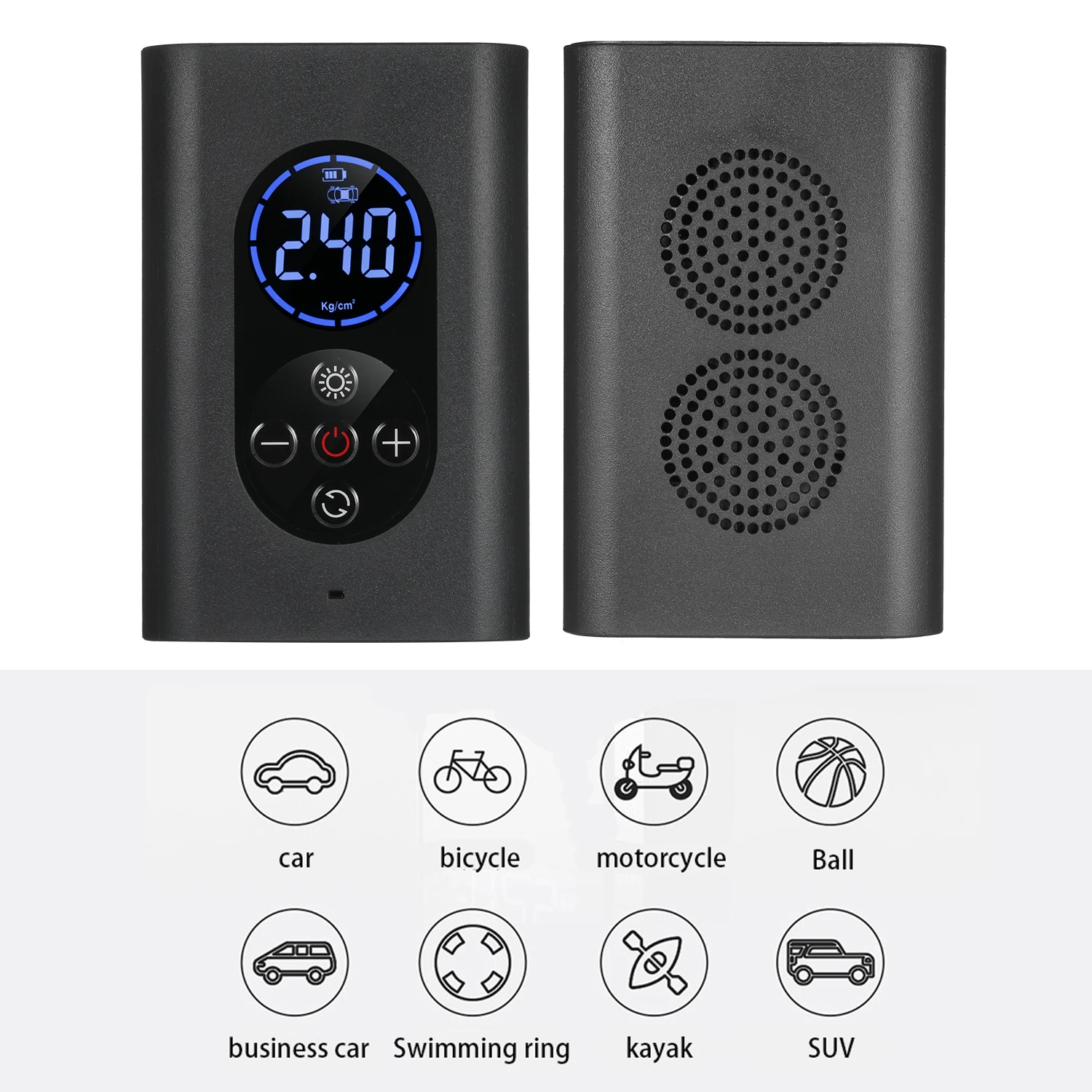 Tire Inflator Portable Air Compressor 150PSI Electric Air Pump with Pressure Gauge LED Light 4000mAh USB Rechargeable