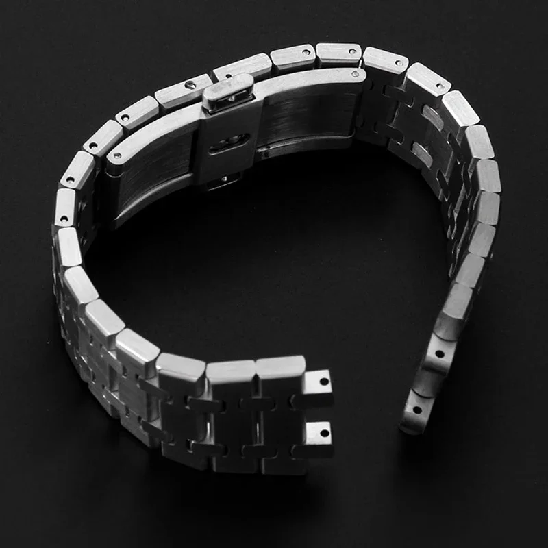 316 حزام الساعات الرجال النساء كامل الفولاذ المقاوم للصدأ سوار ل AP رويال أوك 15400 26331 15500 حزام ساعة اليد للطي مشبك 21 مللي متر 26 مللي متر