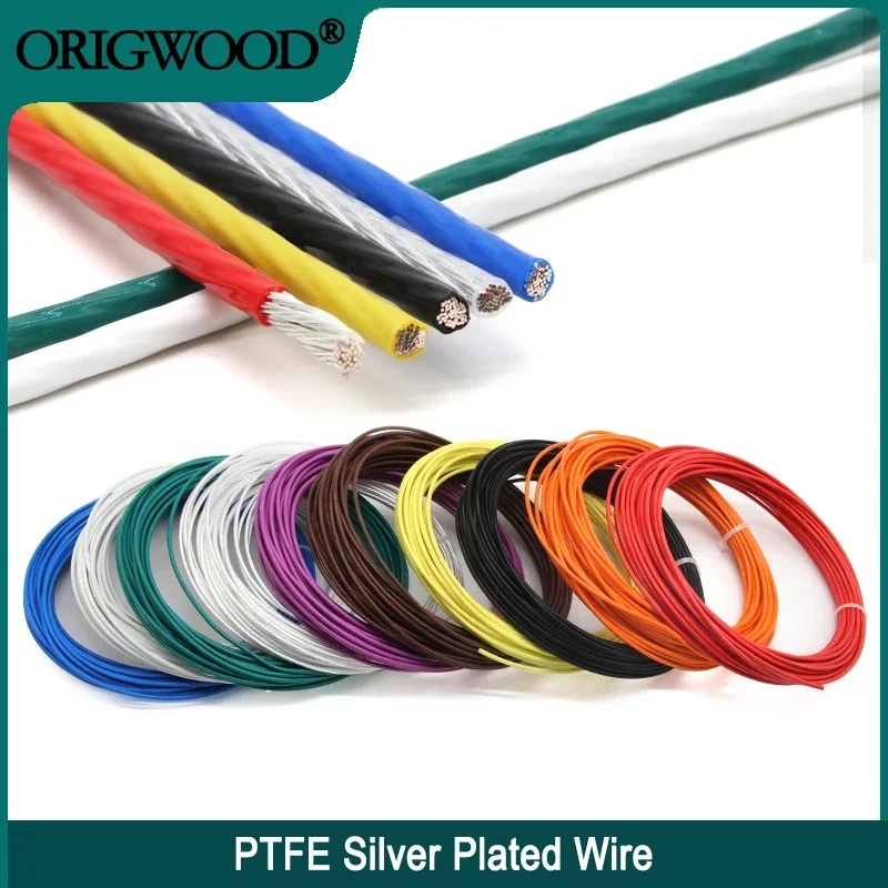 

5/10m PTFE Silver Plated Wire High Purity OFC 30~10 AWG Electronic Signal Copper HiFi Audio Speaker Headphone Cable DIY