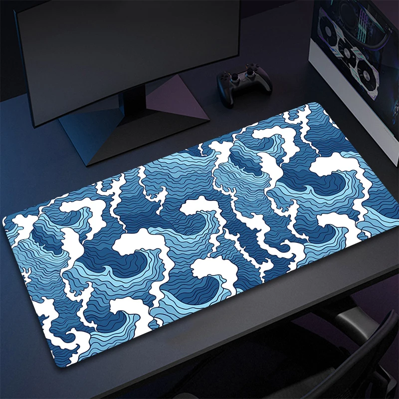 Alfombrilla de ratón con estampado personalizado HD para PC, alfombrilla de ratón de goma con grandes ondas de arte japonés, alfombrilla de juego