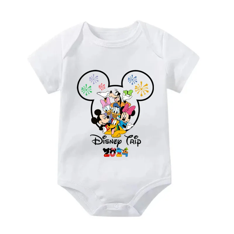 Cute Newborn Boys Girls 2024 Disney Trip Bodysuit 100% Cotton Romper Infant Toddler Jumpsuit