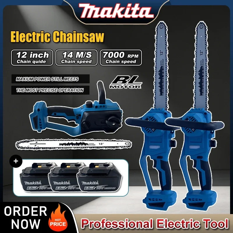 

Беспроводная электрическая цепная пила Makita 12 дюймов с автоматической смазкой для распиловки деревьев и заготовки дров