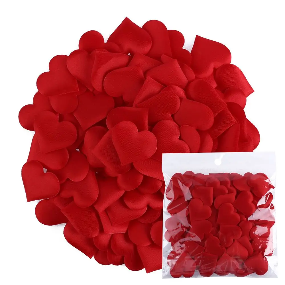 100pcs Romantic Table Decoration Craft DIY Wedding Party Love Heart Padded Fabric Throwing Rose Petals