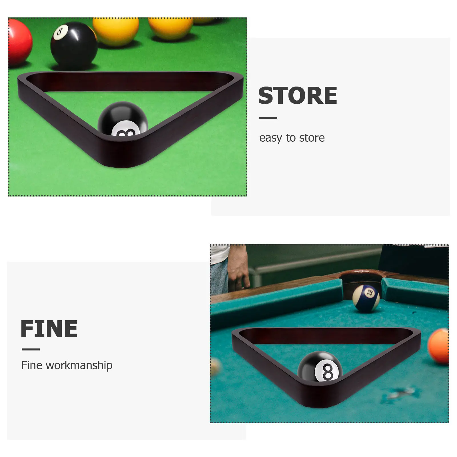 

Stable Billiard Balls Holder Strong Wood Pool Triangle Rack Organized Game Setup Portable Billiards Frame for Home Entertainment