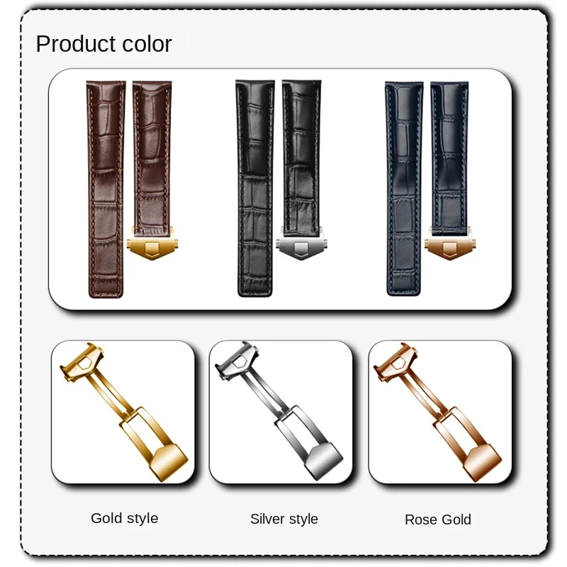 19mm 20mm 22mm Genuine Leather Strap for Tag Heuer Watch Carrera Monaco Watch Belt Black Brown Bracelet Wristwatch Watchband