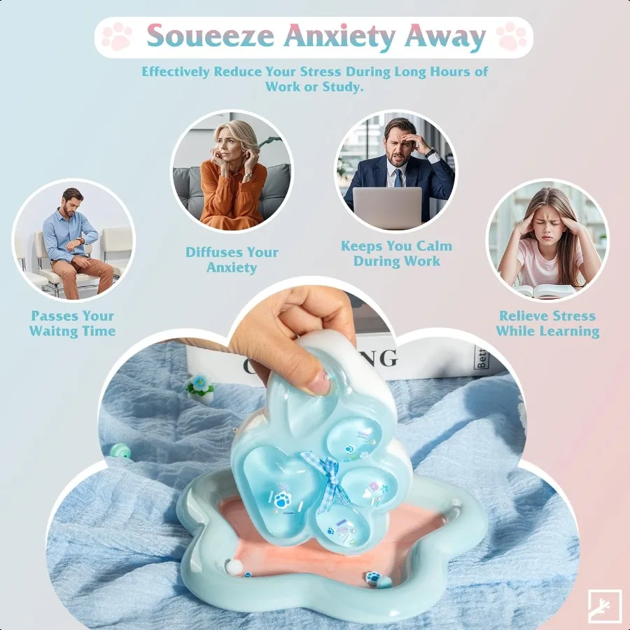 ZIFTY 2Pcs Large Paw Squishy Toys Big Furry Cat Paw Squeeze Toys 4.7 Inch Str Relieving Fidget Toy Sensory Toys for Adults with