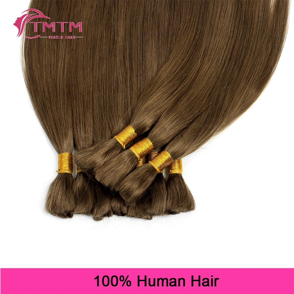 Extensiones de cabello humano liso a granel, pelo Remy 100% europeo de ganchillo, 100G, 16-28 pulgadas, n. ° 6