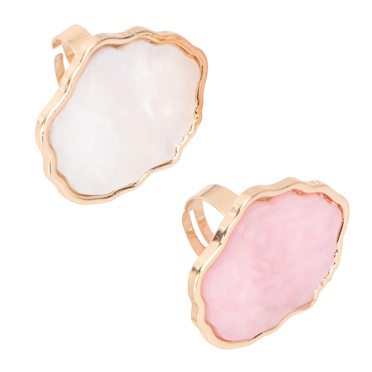 

2pcs Nail Art Palettes Mini Finger Ring Plate For Color Mixing Portable Resin Marble Shell Design Party Holiday Salon Home Use
