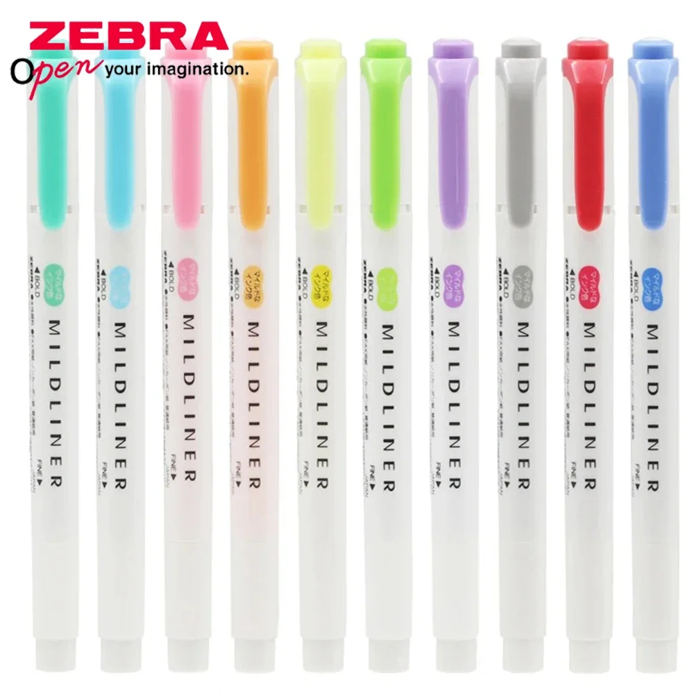 1PC Japan ZEBRA WKT7 New Mild Liner Double Tip Highlighter Color Markers Kawaii Stationery Back To School Highlighter Pen