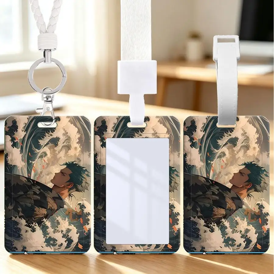 Enma Sword Zoro card holder 1pc Multi functional Student Bus ID Card Nurse Badge Card Protective Cover Luggage tag Lanyard cable