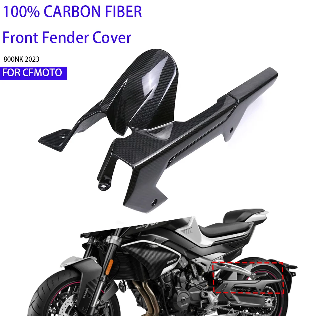 New For CFMOTO 800NK 2023 2024 Accessories Motorcycle Mudguard 3K Carbon Fiber Rear Hugger Wheel Fender Chain Cover Splash Guard