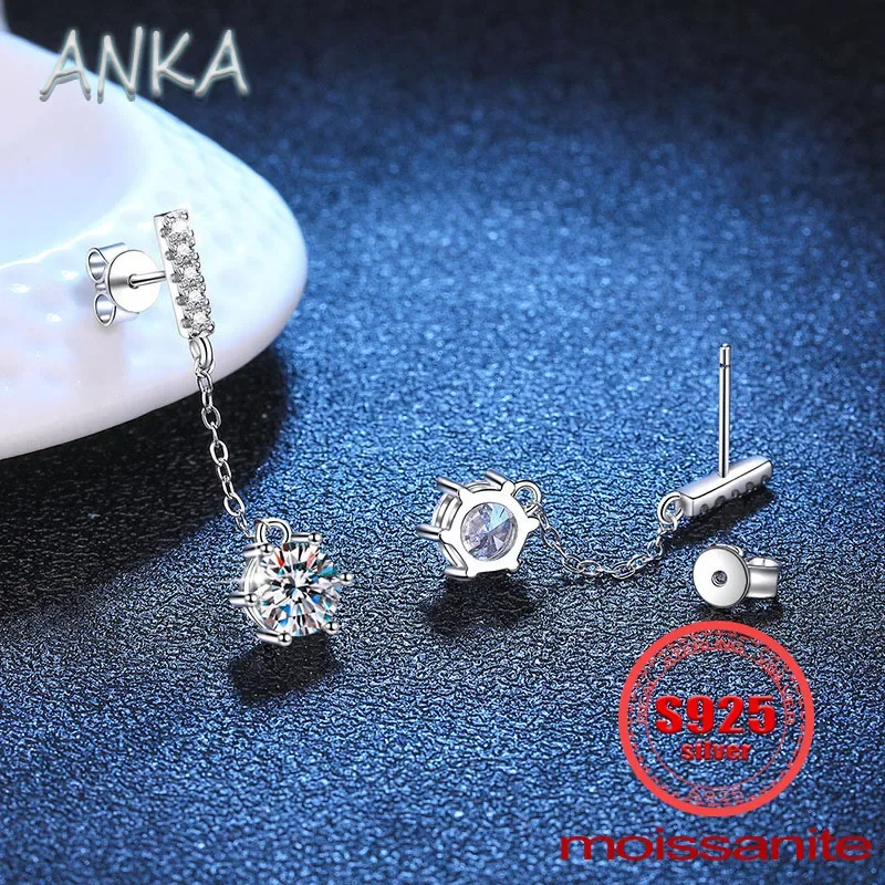 ANKA NEW s925 silver earrings moissanite tassel six claws D color moissanite diamond a carat ear wire moissanite earrings