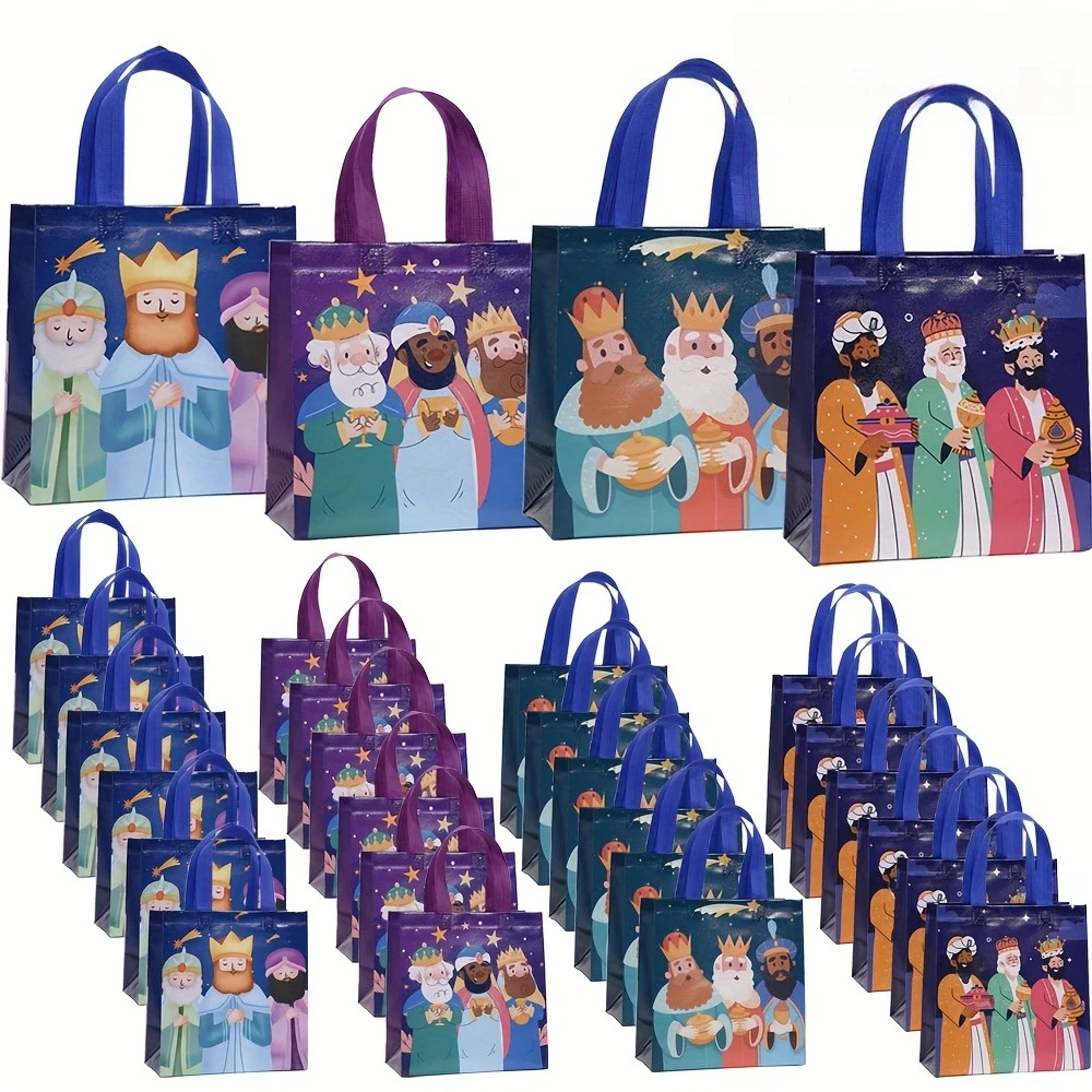 4/8/12 Uds. Bolsas de regalo nevadas para el Día de los niños de los tres reyes de España, bolsas de lujo para dulces, bolsa festiva para regalos de fiesta de dulces