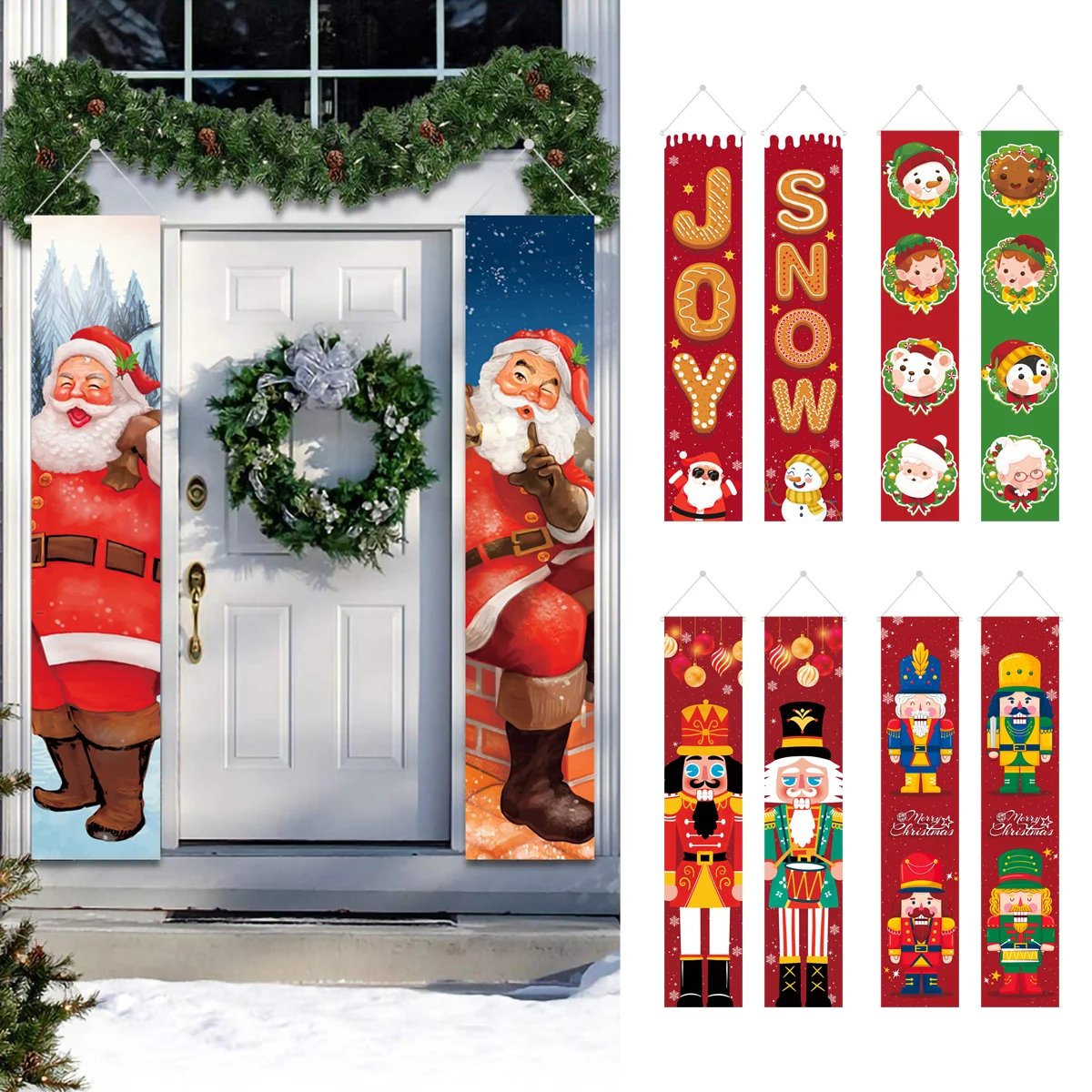 Santa Claus Christmas Door Banner Merry Christmas Decorations For Home 2023 Cristmas Ornament Xmas Navidad Gift New Year 2024