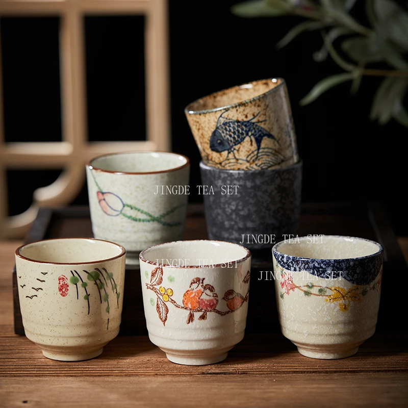Japanese Ceramic Tea Cup Japanese Restaurant Soup Swallow Cup Office Coarse Pottery TeaCup Tea Set Accessories Drinking Utensils