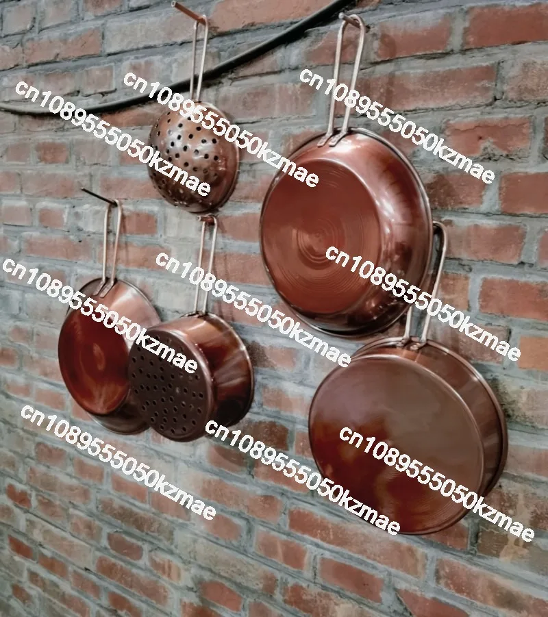 Suitable for wall-mounted copper/copper pot pendant, hotel colander flat bottom/steak pot