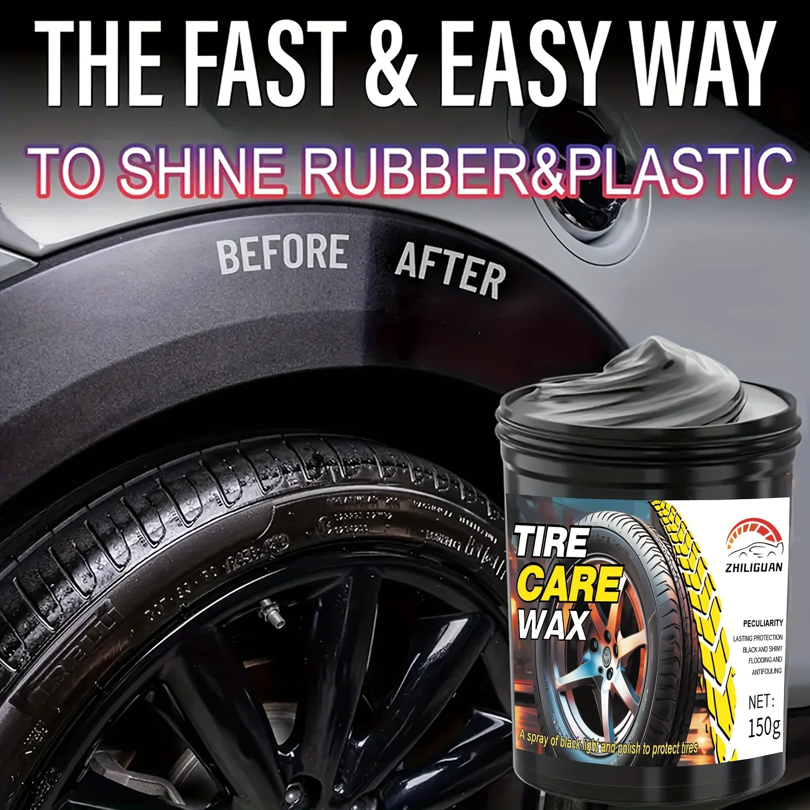 Tire care wax, plastic and rubber repair agents for all car models, waterproof maintenance and cleaning cream for external gloss