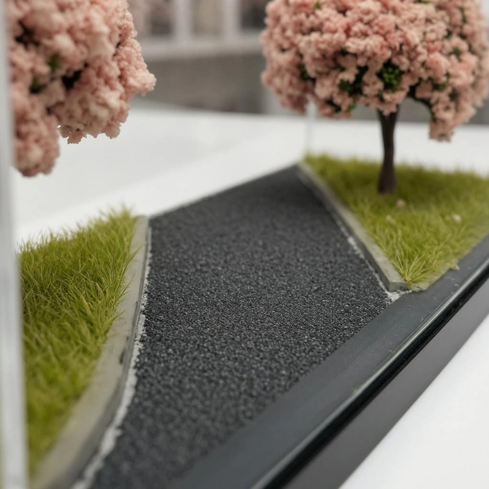 Diorama de fleurs de cerisier, boîte de diorama texturée, présentoir de voitures miniatures en acrylique transparent
