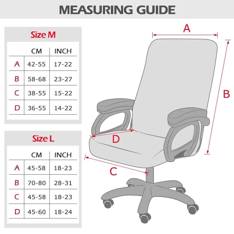 M/L Sizes Office Stretch Spandex Chair Covers Anti-dirty Computer Seat Chair Cover Removable Office Seat Chair Slipcovers