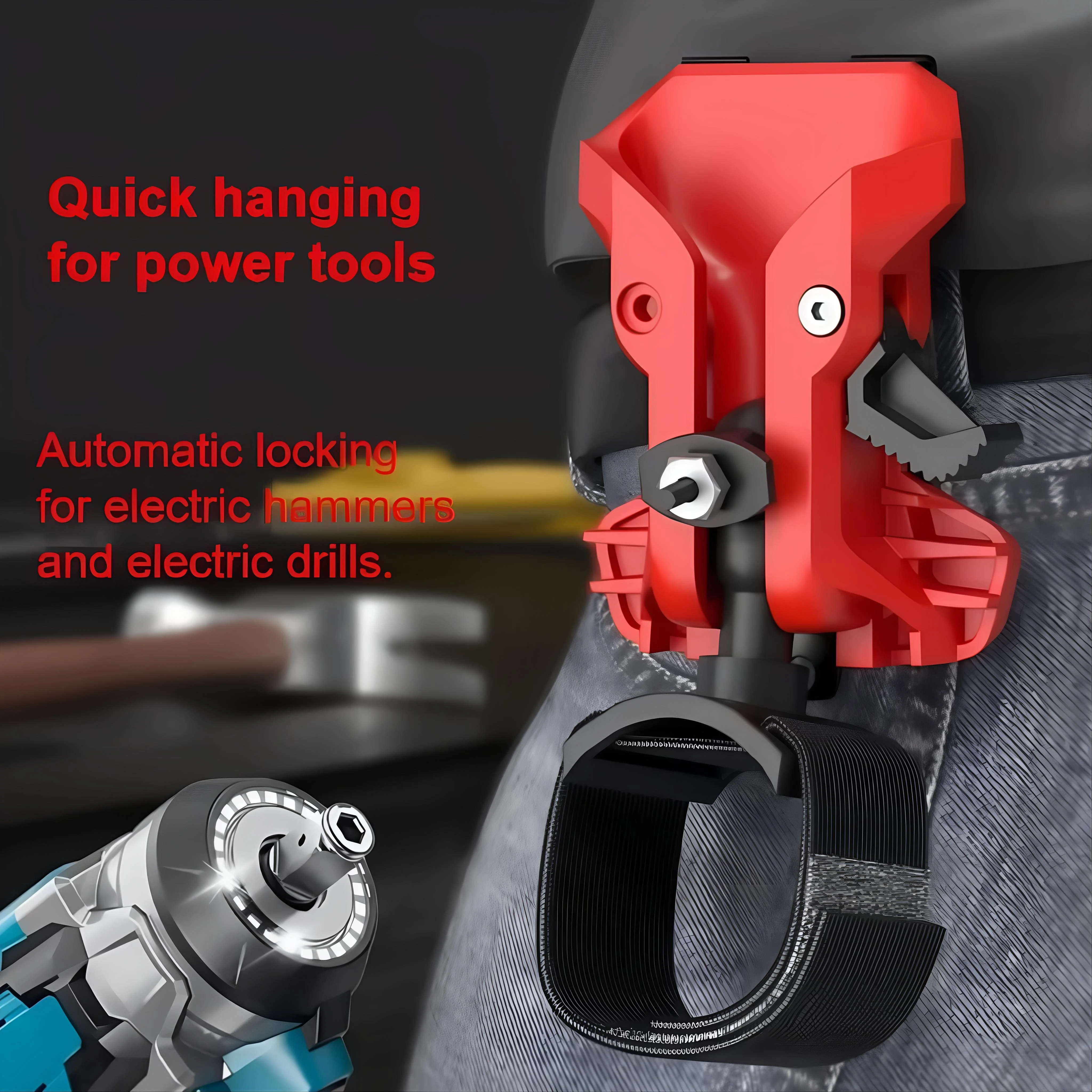 High-Hardness Self-Locking Drill Holder with Belt Clip Quick Release Power Tool Waist Holster Thickened Portable Storage