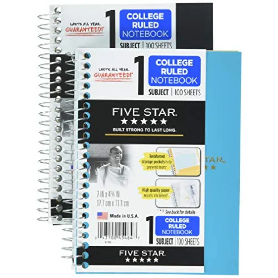 

Mead Spiral Notebooks, 1 Subject, College Ruled Paper, 100 Sheets, 7 x 4-3/8", Personal Size, Colors Selected For You, 2 Pack 7