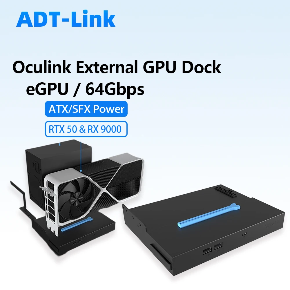 

Внешняя док-станция для видеокарты eGPU Oculink A8, графическая док-станция TGX Thunderbolt с интерфейсом Mcio X4 X8, ATX для ноутбуков