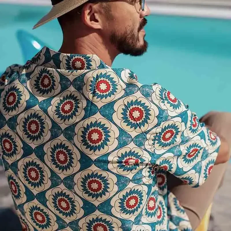 Men\'s Short-Sleeve National Style Shirt Y2K Tops Emo Summer New High-End Design Clothing shirts for men hawaiian shirt
