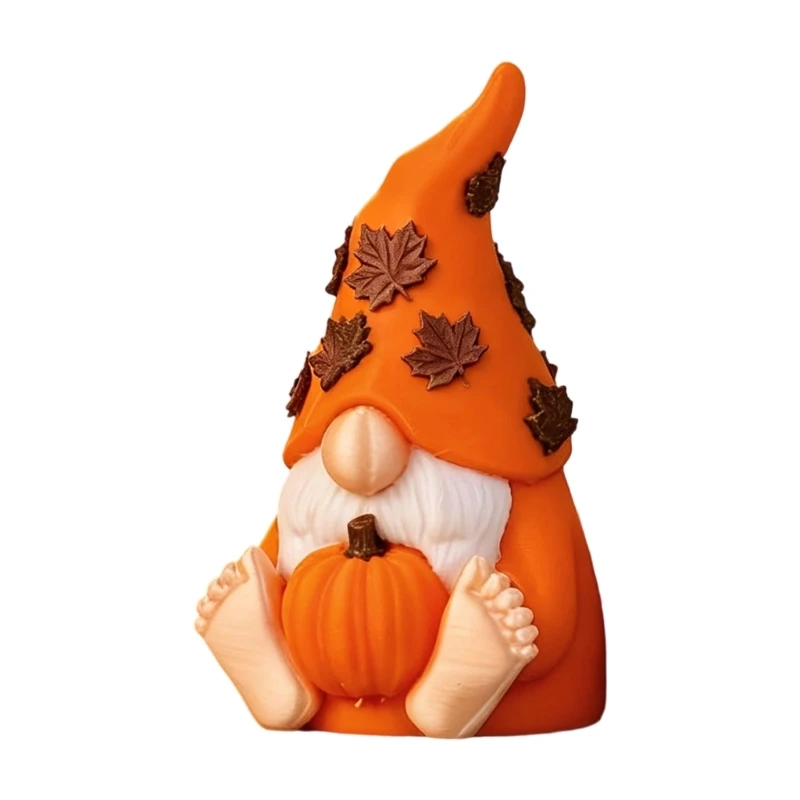 Y3NB Autumn Tabletop Gnomes Figurine with Pumpkin Accent for Fall Shelf Living Room