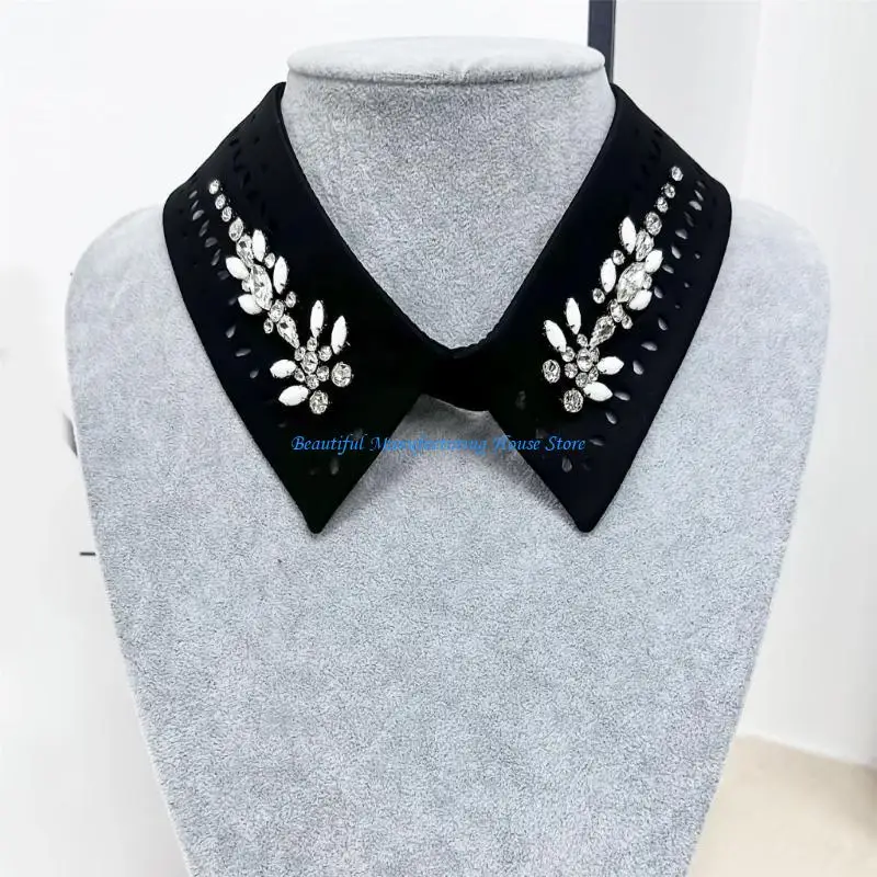E56A Embroidered Beading Shawl Detachable Collar Casual Collar Female False Collar
