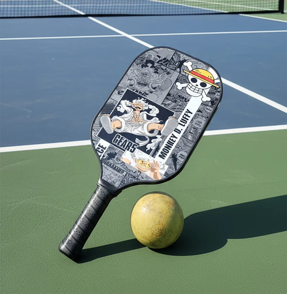 Animes Figure Style One Piece Luffy Goku Super Cool Pagaie de Pickleball en fibre de carbone et fibre de verre - Conception puissante et légère