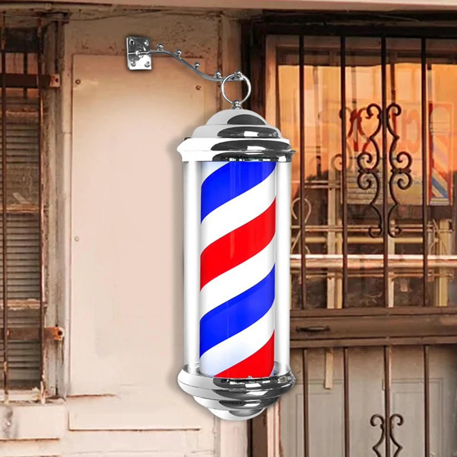 40cm LED Barber Shop Sign Pole Light Red White Blue Stripe Design Roating Salon Wall Hanging Light Lamp Beauty Salon Lamp