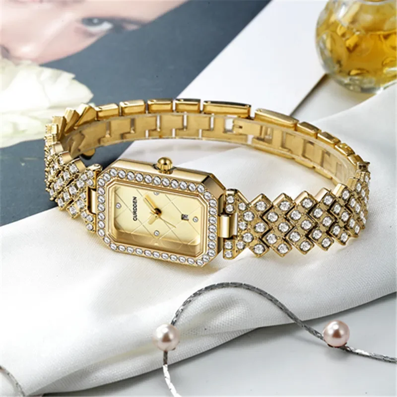 Ins Niche Luxury women's Luxury Brand orologi Diamond Simple Gift Gold Diamond orologio al quarzo da donna