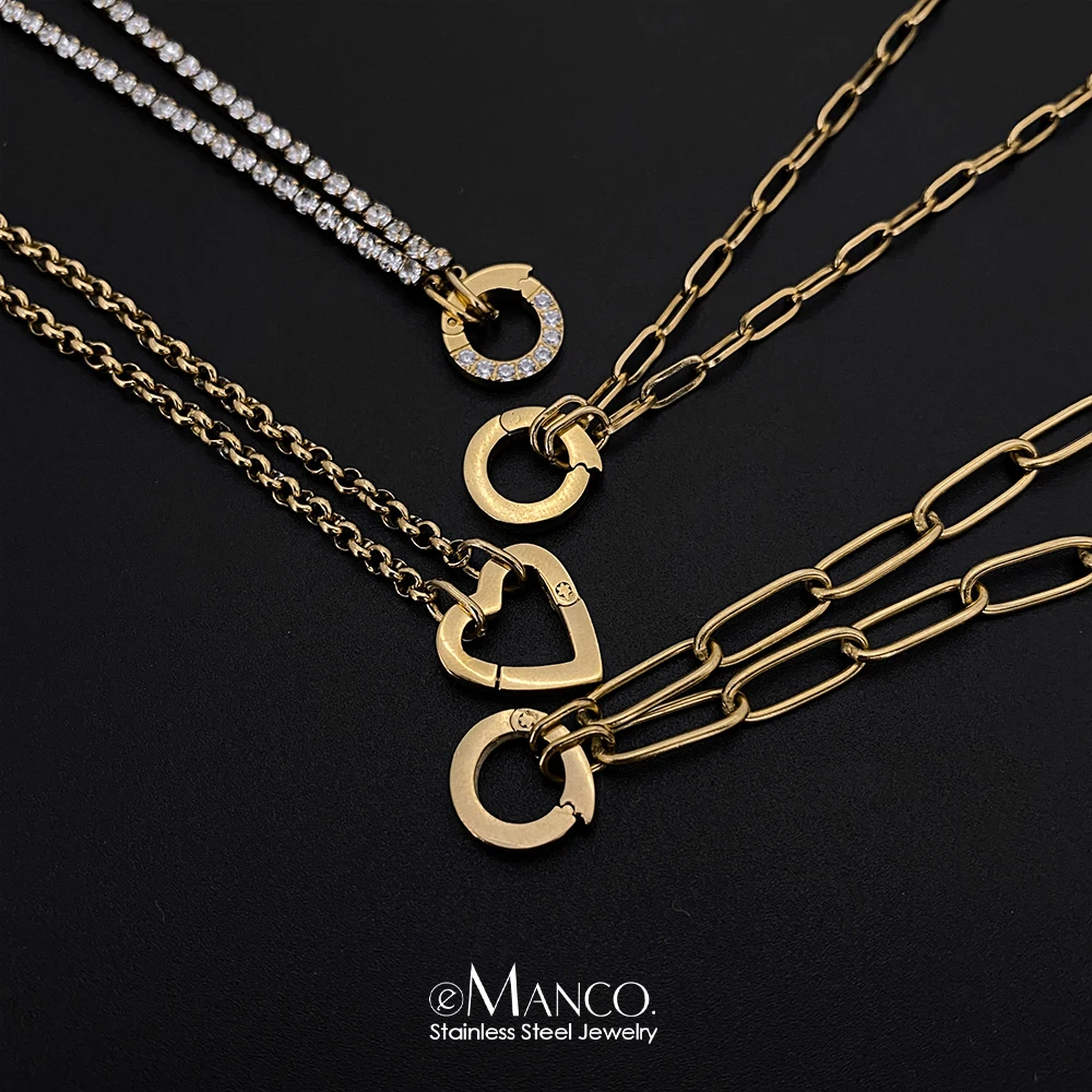 EManco الأزياء سحر سوار DIY الفولاذ المقاوم للصدأ قابل للتعديل مشبك ورق اللؤلؤ القلائد الاكسسوارات اليدوية السيدات المجوهرات هدية #1