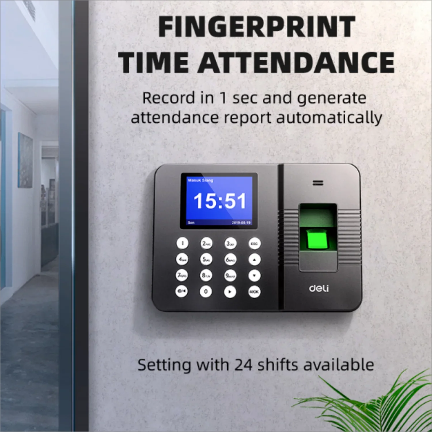 Deli Fingerprint Time Attendance System Biometric Clock Recorder Employee Recorder Management Device Electronic Machine E3960