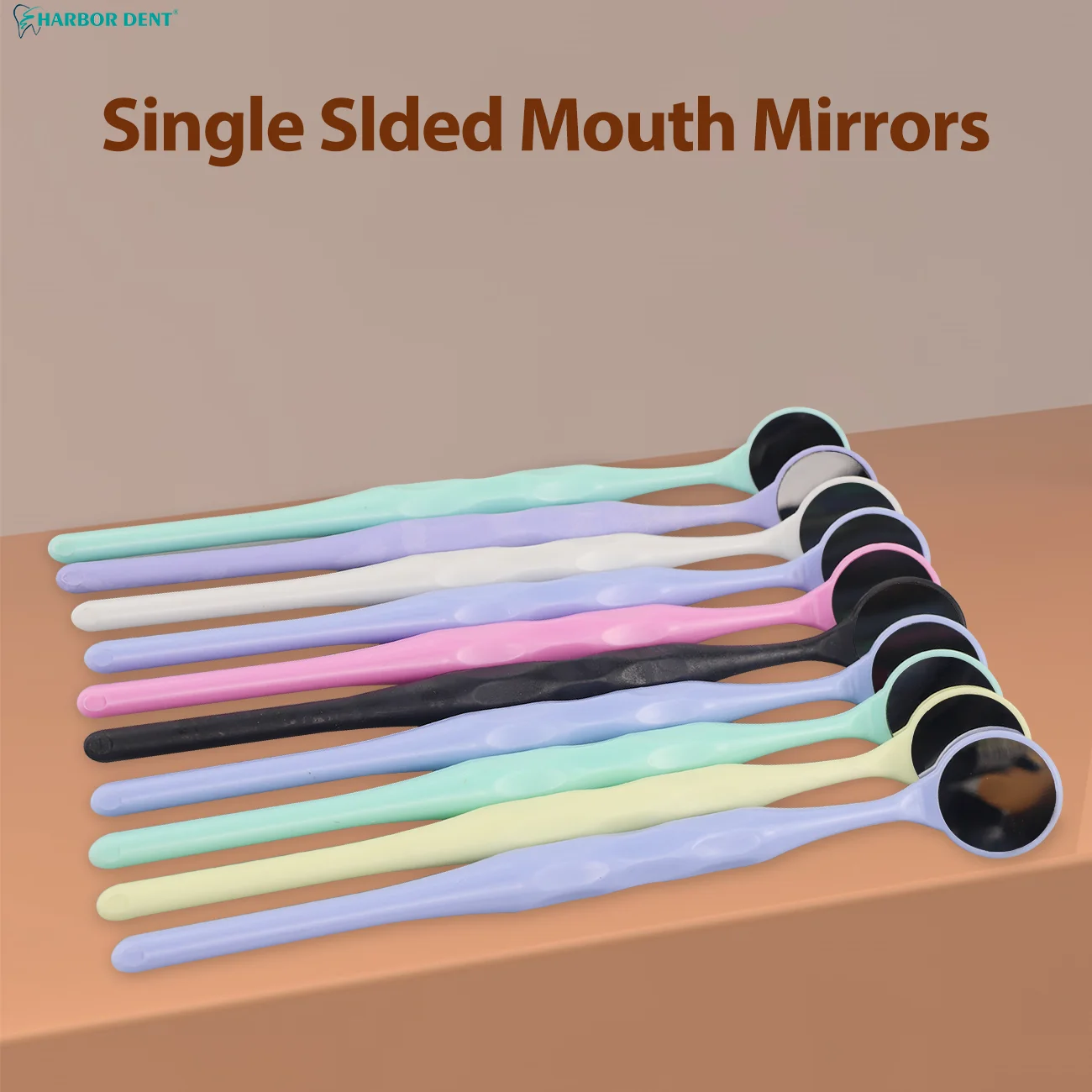 10pcs/Box with Random Colors Dental Single Sided Mouth Mirrors Autoclavable Surface Exam Reflectors with Handle Materials