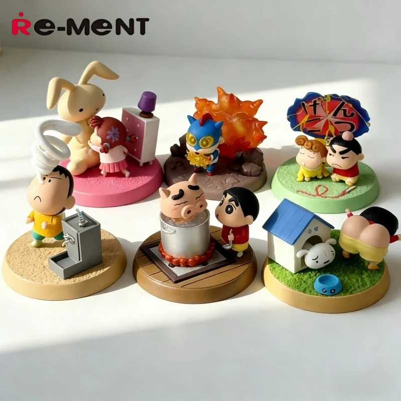 

Re Ment Crayon Shinchan Bobble Action Figure Blind Box Collectible Shiro Scene Desktop Ornament For Adult Home Decoration