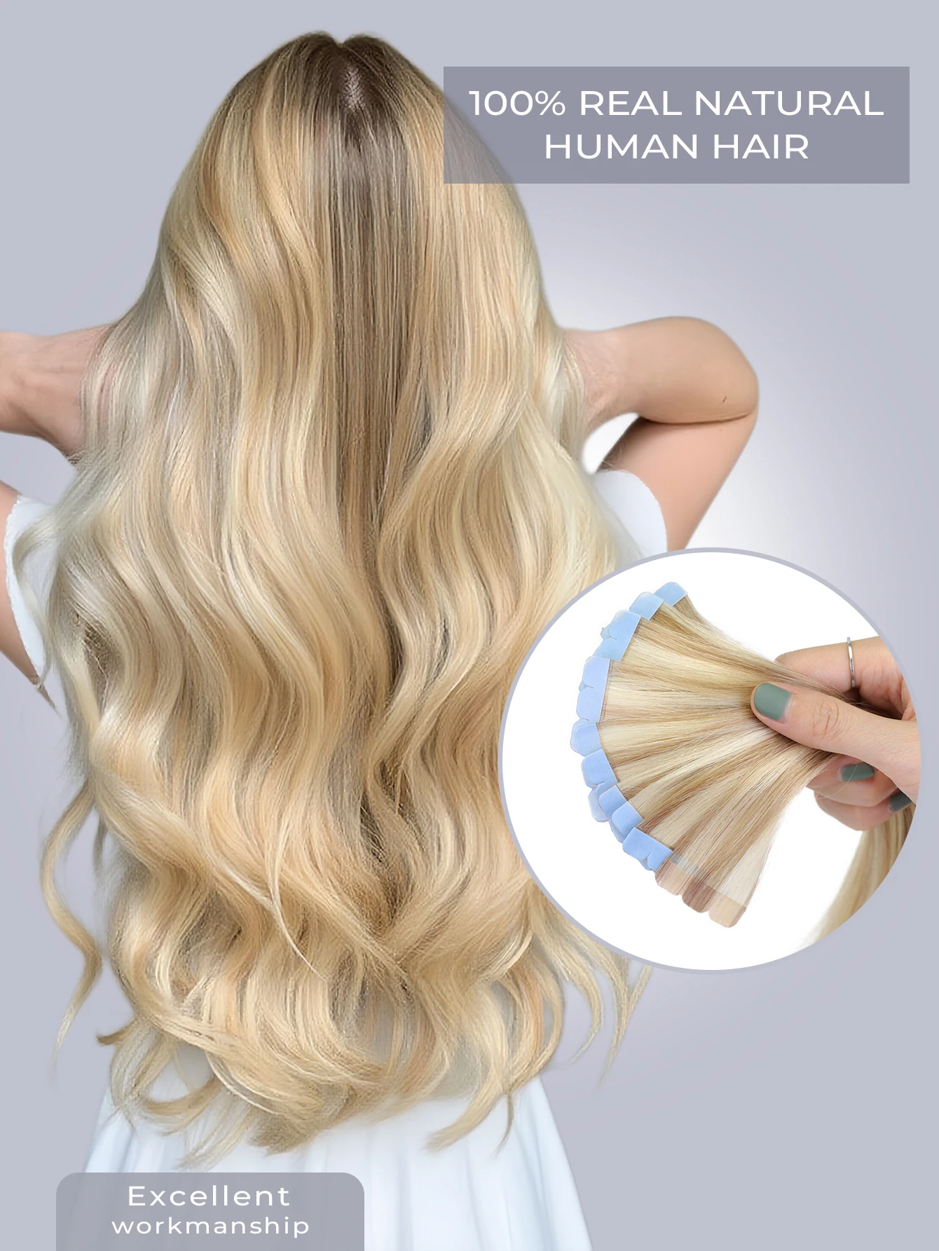 

Мини-накладные волосы на лентах 12-20 дюймов, 10/20 шт., невидимые, из натуральных человеческих волос, P18A-60