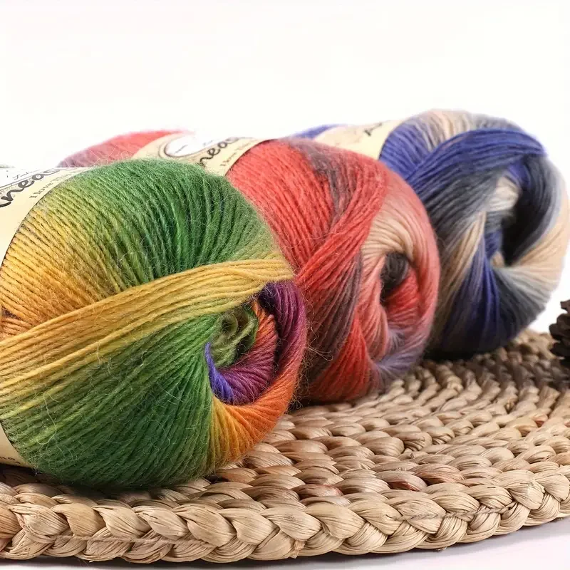 1pc Rainbow Wool Yarn for Crocheting and Knitting - Perfect for T-Shirts, Shawls, Scarves, and Handicrafts - 100g