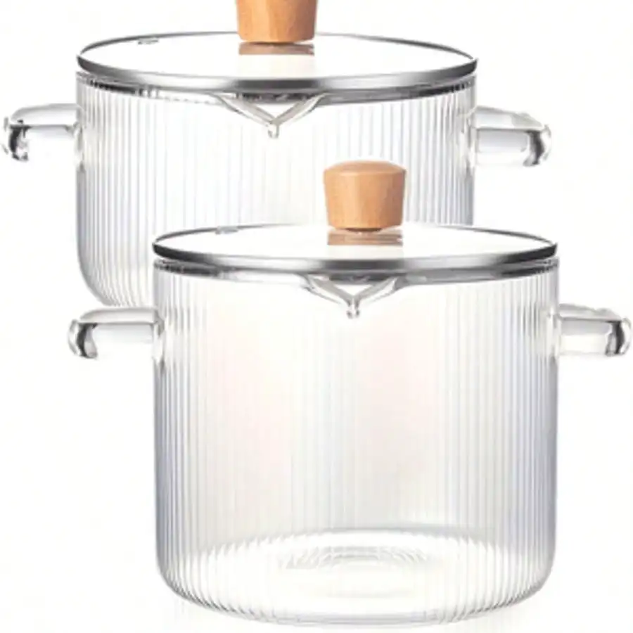 1 Pack Borosilicate Glass Pot, Heat-Resistant Transparent Soup And Congee Pot, Suitable For Stove And Oven, Ideal For Simmering