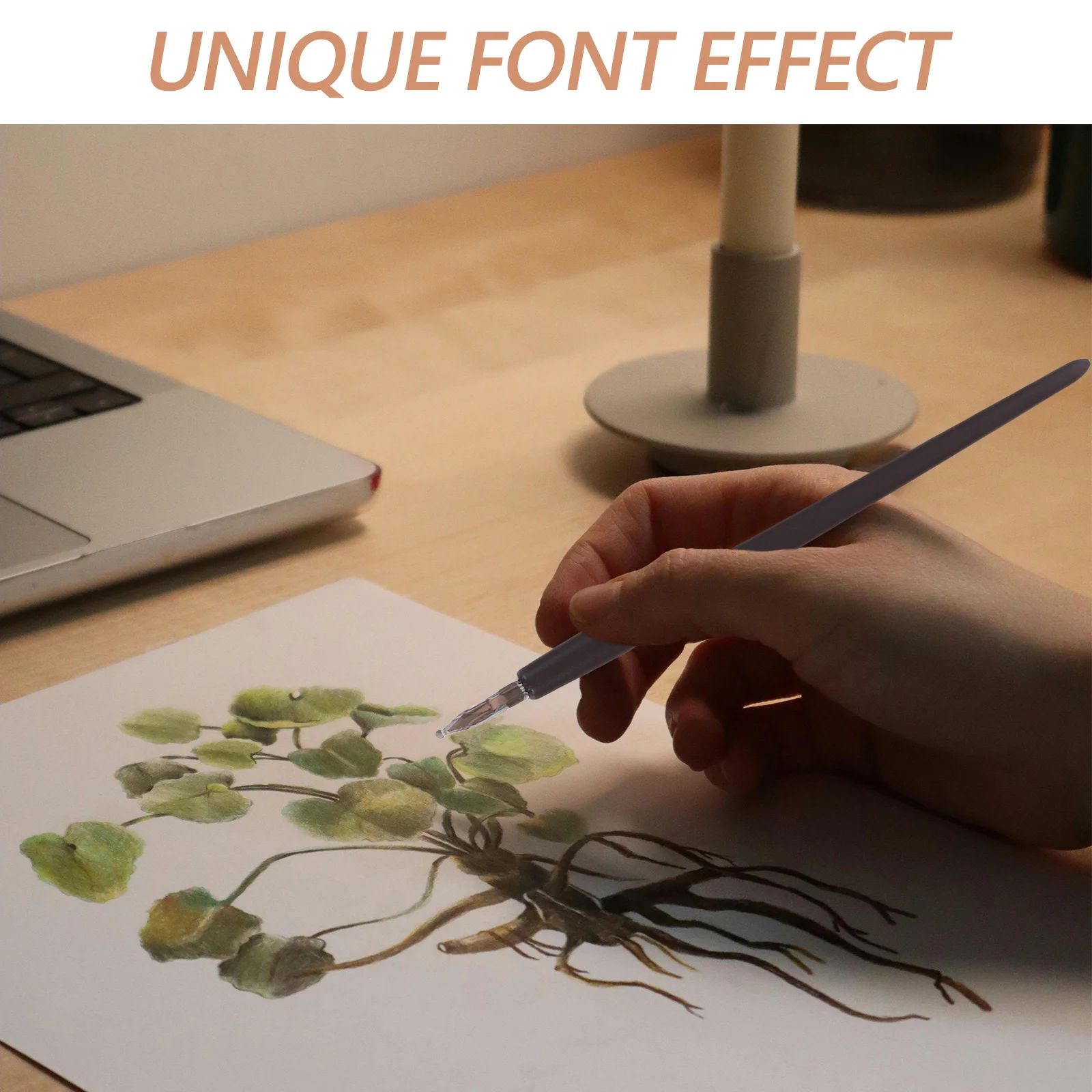 Zestaw 5 drewnianych piór do kaligrafii w stylu vintage z stalowym hrochtem do rysowania, pisania, kaligrafii, pisania odręcznego, łatwe w czyszczeniu narzędzie do pisania.