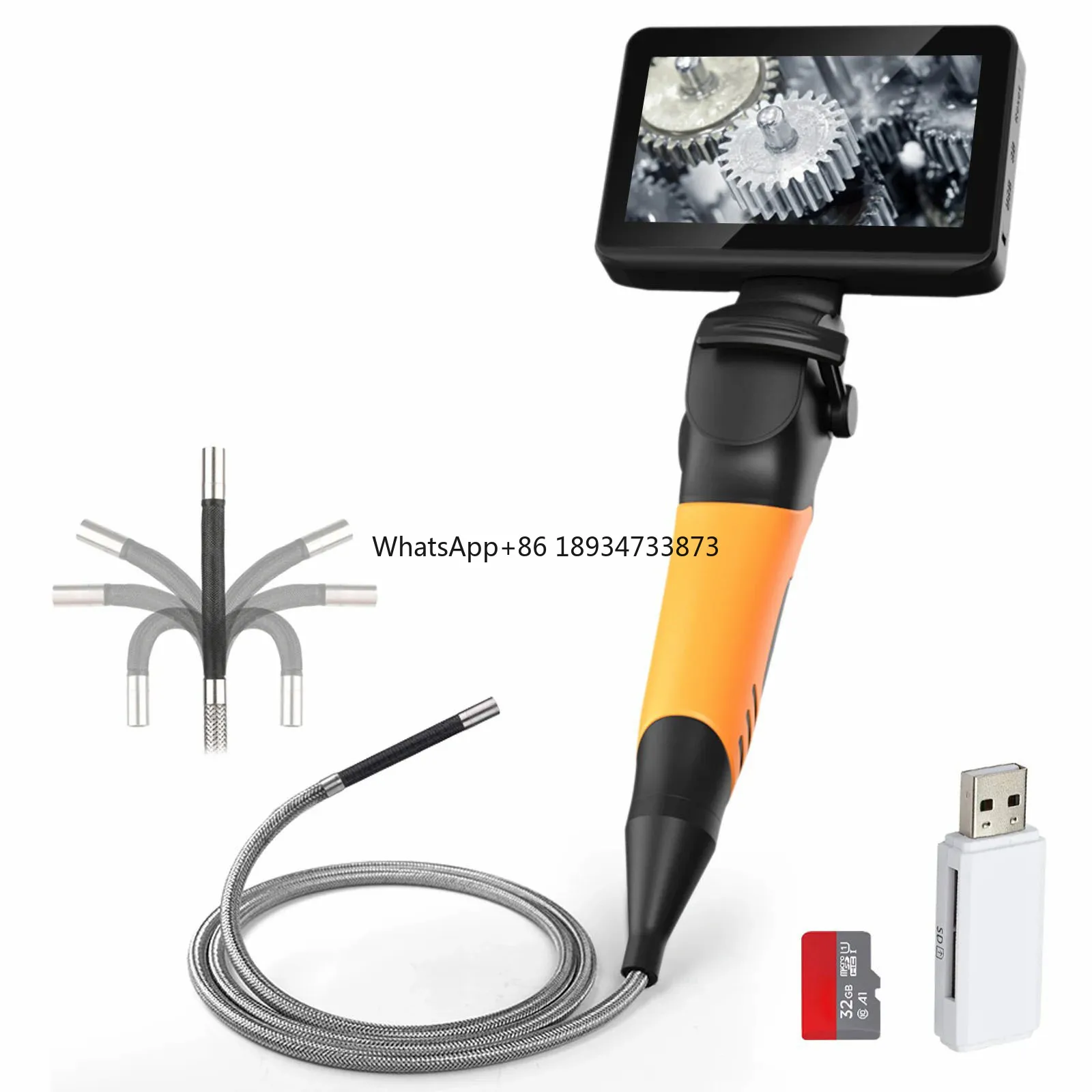 Articulating Borescope 2-Way Endoscope Camera with Lens Articulated Snake Camera Video Inspection Camera