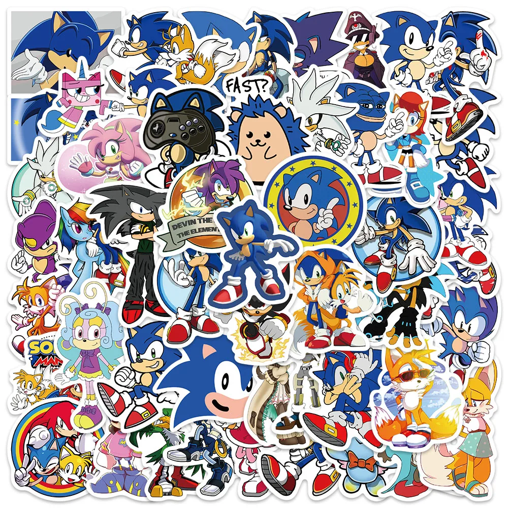 50Pcs/Set Cartoon Sonic Stickers Hedgehog Anime Toys Cartoon Graffiti Sticker for Water Bottle Laptop Luggage