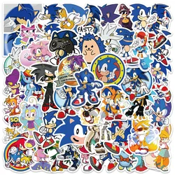 50 sztuk/zestaw Cartoon Sonic naklejki jeż Anime zabawki Cartoon Graffiti naklejka na butelkę wody Laptop bagaż