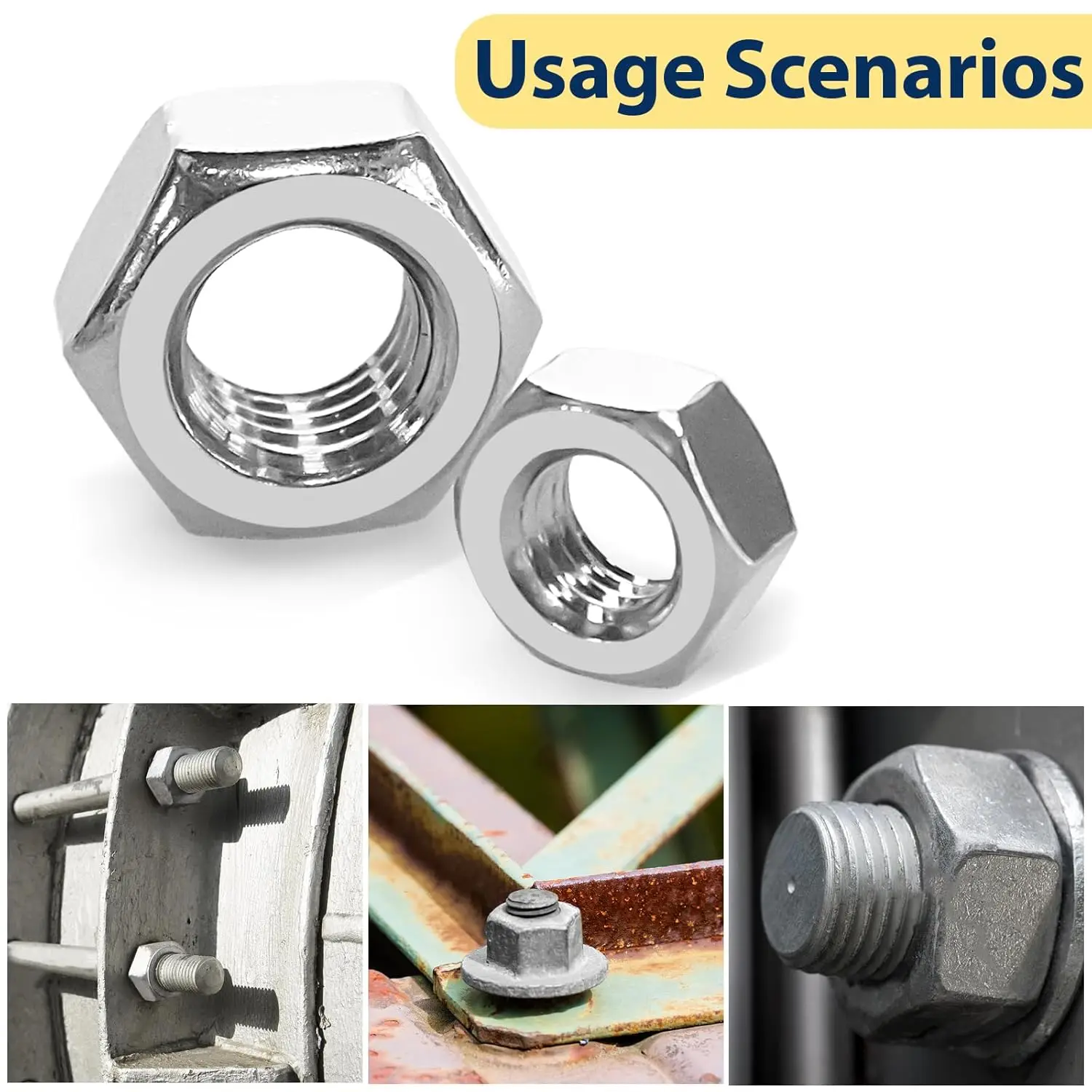 Metric Hexagon Nuts for Bolts Screws M3 M4 M5 M6 M8 M10 Stainless Steel Hex Nuts Hardware Locking Nuts Fasteners Assortment Kit