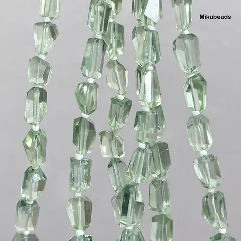 Natural 5A Green Amethyst 4-8*6-10mm Faceted Irregular Shape Beads Quartz Shinny Stone For Jewelry Making DIY Bracelet Necklace