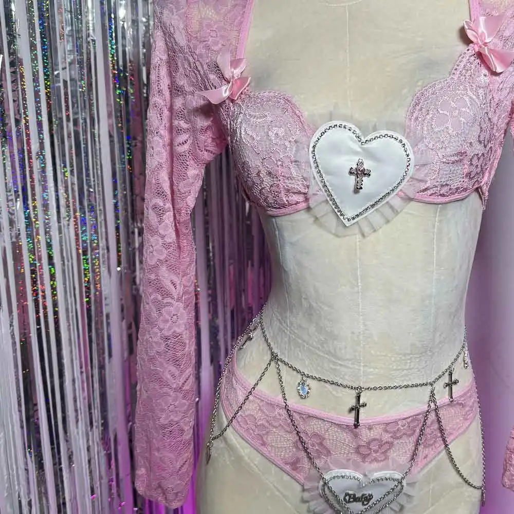 لتقوم بها بنفسك ايكو خلل الأساسية E-الفتيات ايمو القوطية Y2K القمم Kawaii يدوية الصليب القوس العصرية القوطي الجرونج 90s Harajuku القلب في سن المراهقة ملابس للنادي