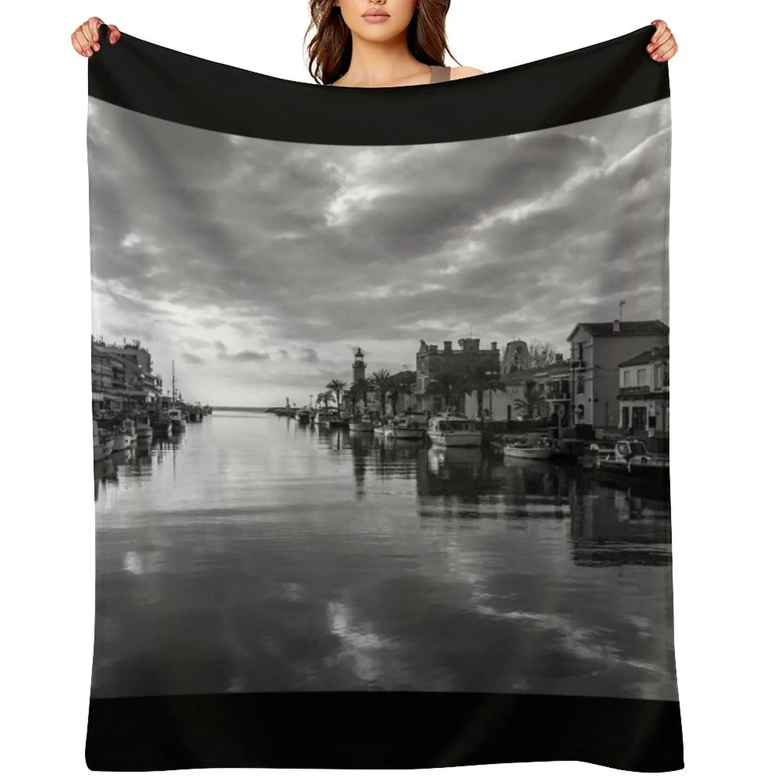 

Port of Grau du Roi France Throw Blanket For Sofa Thin Plush Camping for babies Blankets