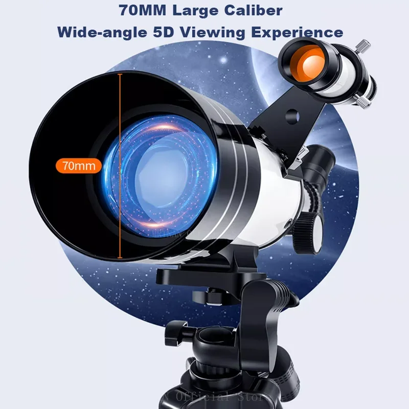 150X Zoom HD Professional Astronomical Telescope 70mm Aperture Refractor Powerful Monocular Long Range Space Moon