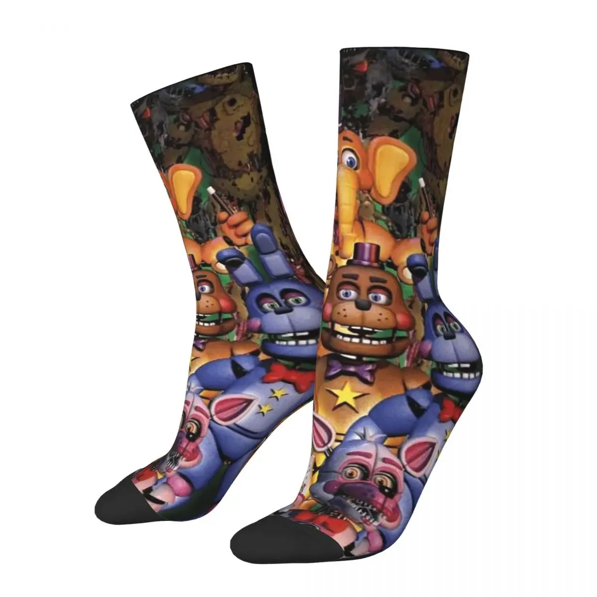 

FNAF Game Straight Unisex Socks Windproof 3D Print Happy Socks Street Style Crazy Sock